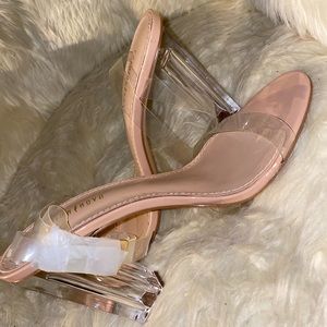 Fashionnova nude clear block heels